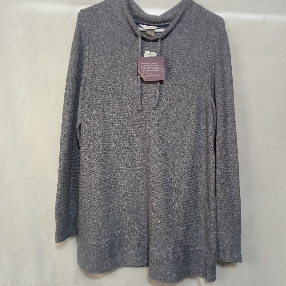 Christopher & Banks Restyled Blue Marl Cowl Neck Tunic Top Large NWT